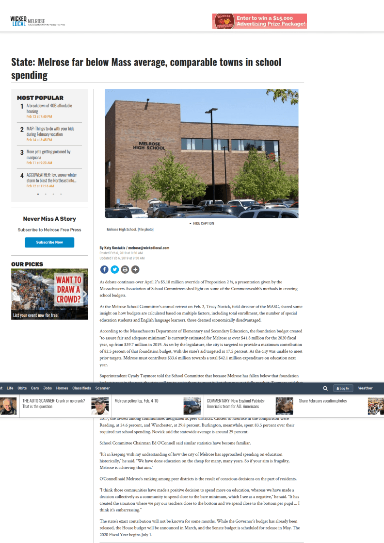 Screenshot_2019-02-17 State Melrose far below Mass average, comparable towns in school spending